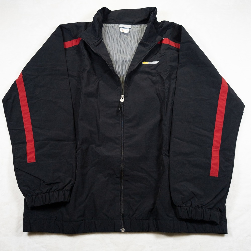 Vintage Reebok Track Jacket Men XL Black Red Vented Retro 90s Gopcore Streetwear